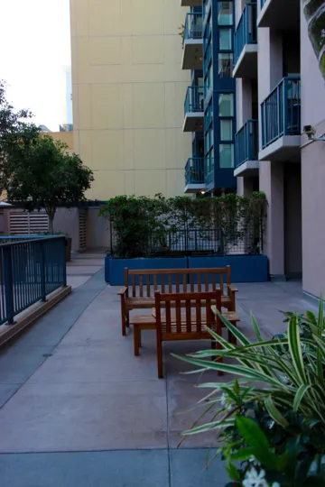 A side view of apartments in the Trellis community