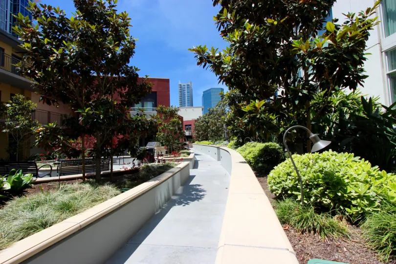 Beautifully landscaped walkway to enjoy a stroll through TREO.