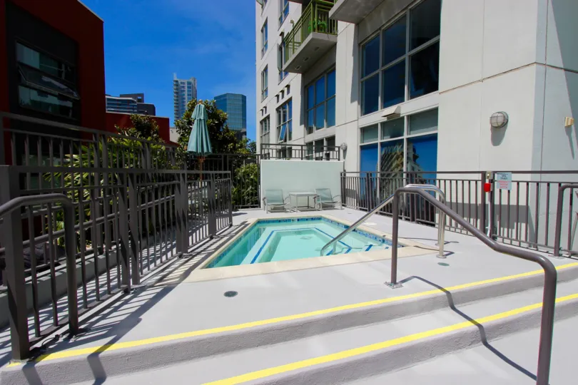 Gated spa area in the community of TREO Downtown San Diego California