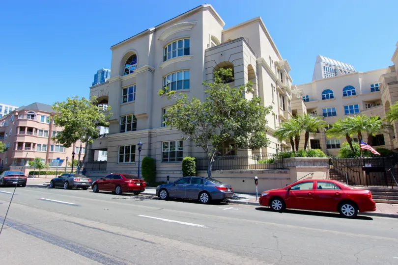 Apartment building on a sunny day in Watermark of Downtown San Diego, California