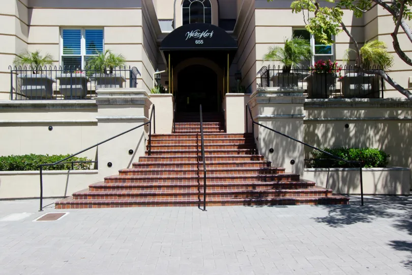 The front entrance to the Watermark building in Downtown San Diego CA