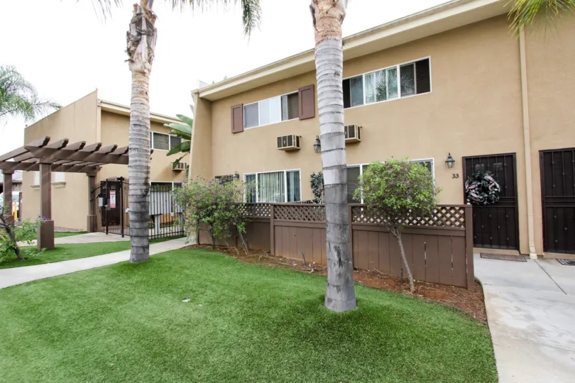 Front view with lawn and footpath of Casa Bonita,.