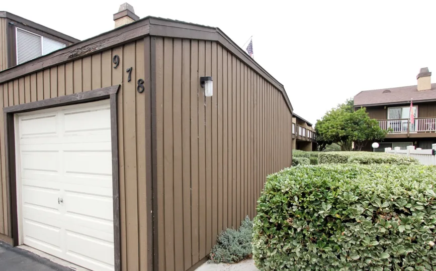 The side of an apartment garage in the Heritage Grove Community of El Cajon