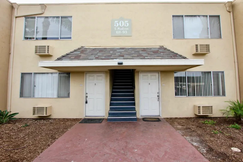 The entrance of the Madison Ave Condos in El Cajon, California