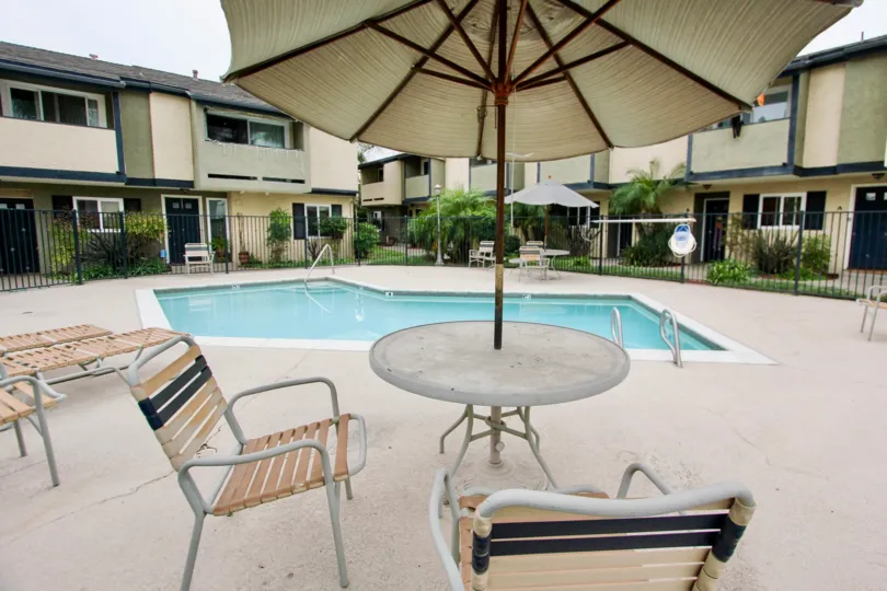 poolside are of magnolia park townhomes sunny day
