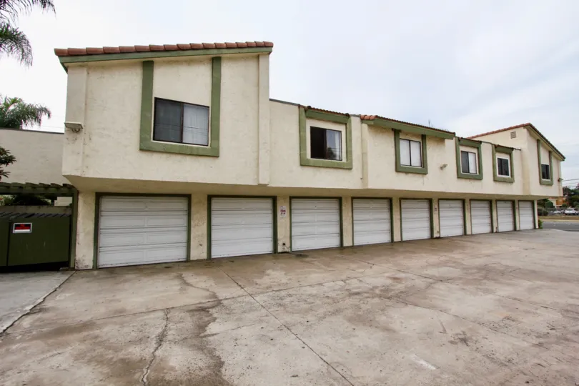 Row of parking garages at Mark Manor in El Cajon CA