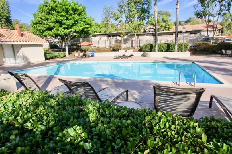 A sunny day by the pool in Mirasol blue skies beach chairs pool
