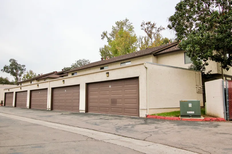 Garages in an alleyway at Mollison Villas in El Cajon California