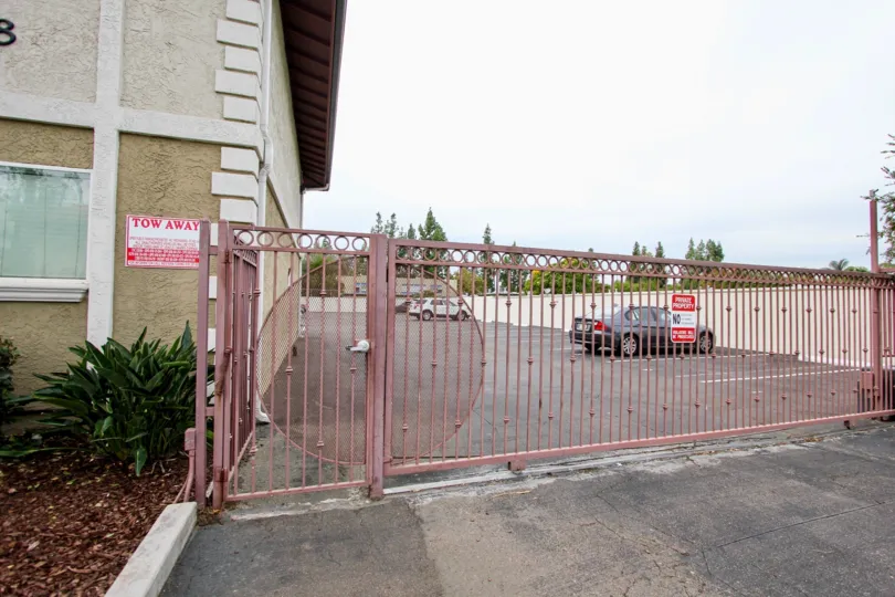 Security gate entrance at Orlando Manor community in El Cajon, California