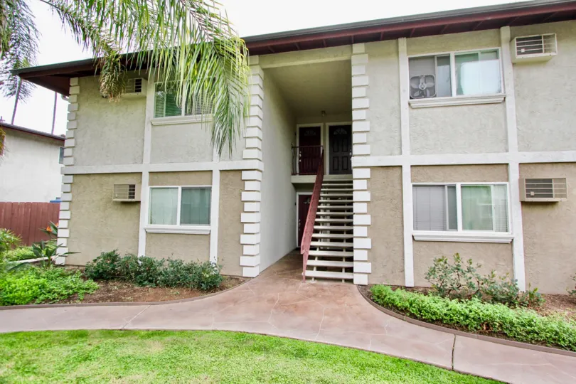 Entrance and walkway at Orlando Manor community in El Cajon, California