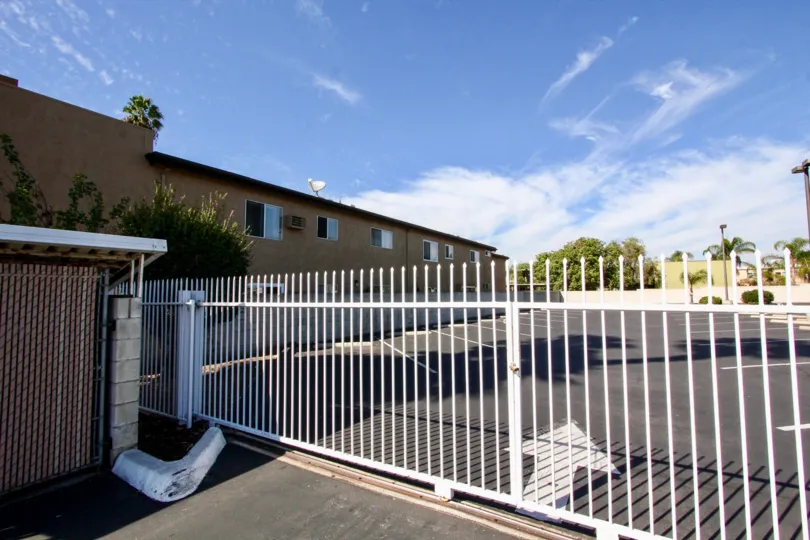 Security gate on driveway at Palermo in El Cajon California