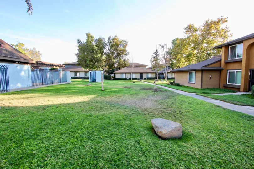 Spacious backyard of the Pepper Drive Estates in El Cajon.