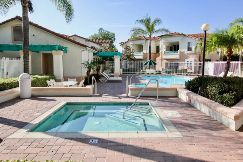 Swimming pool near residential units at Remington in El Cajon California