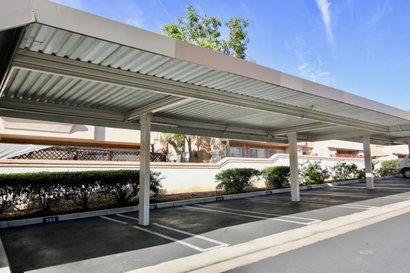 Covered parking area near wall at Remington in El Cajon California