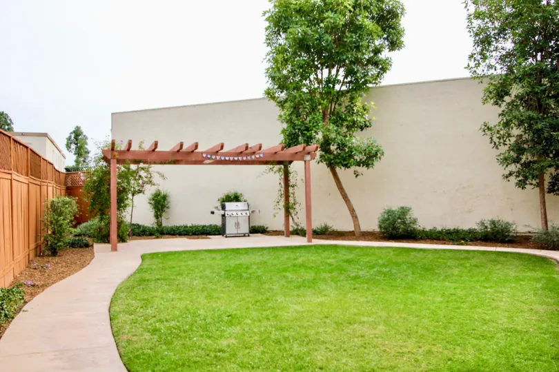 A bright and clear day at the grassy grilling area in the South 2nd Grove community located in El Cajon, California.