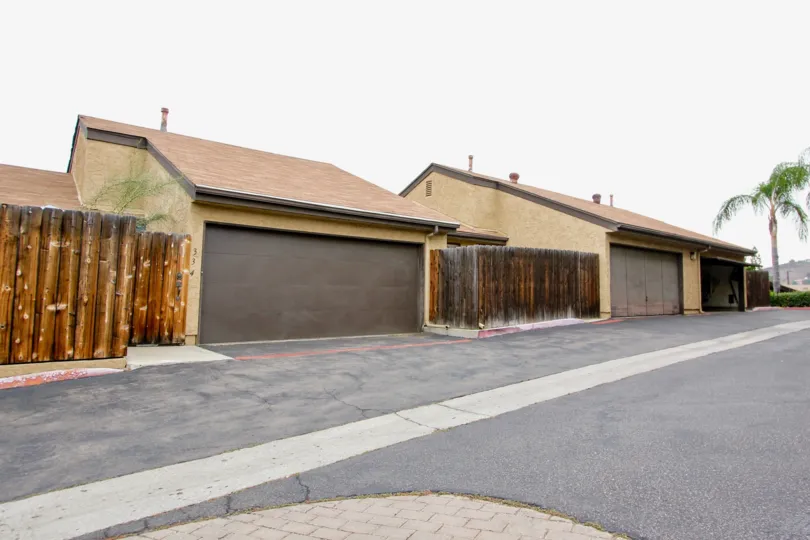 Alleyway with garages at Stone Edge in El Cajon CA.