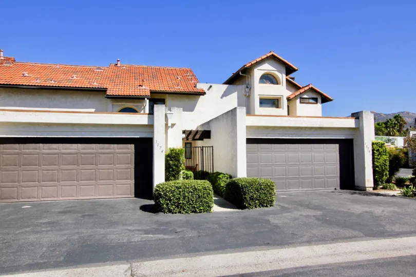 Car garages at residence at Sunset Hills Terrace in El Cajon California
