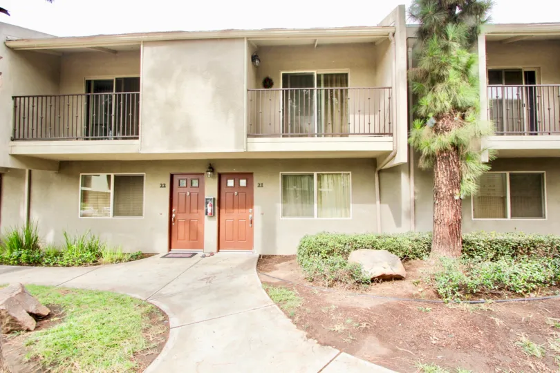 The outside and bacconies at The Village Townhomes.
