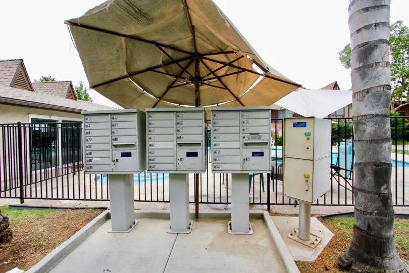 Community mail boxes at Villa Del Rhine in El Cajon California