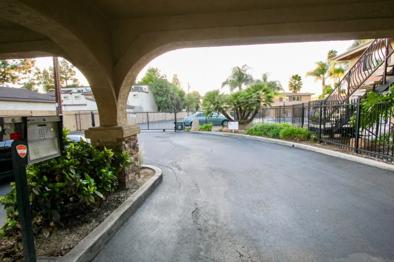 Driveway near residential buildings at Villa Toscano in El Cajon California