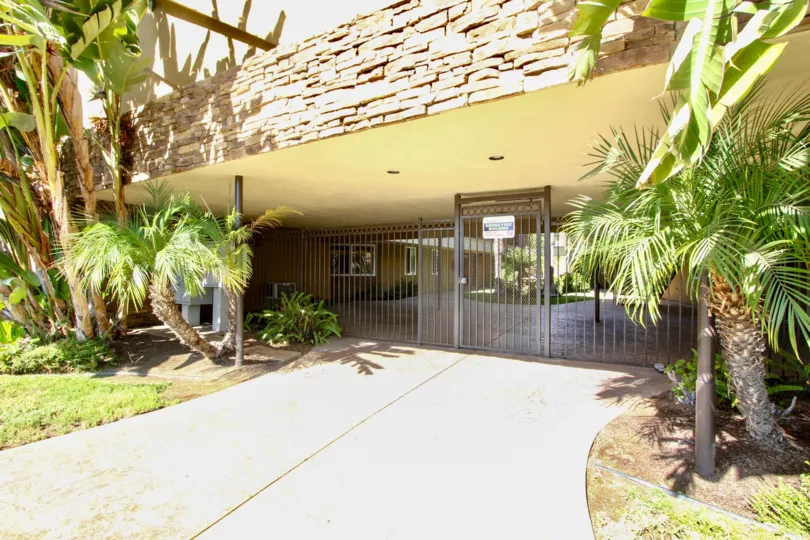 Black iron security entrance at Villas On Lexington in El Cajon California