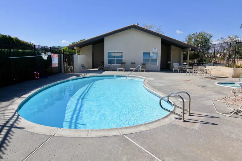 Swimming pool near clubhouse at Avocado Estates in Escondido California