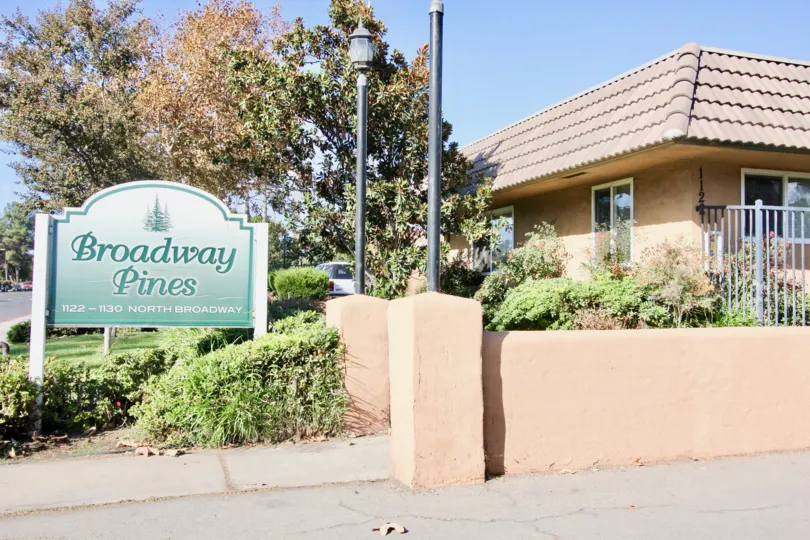 Entrance sign at the Broadway Pines community in Escondido Califonia