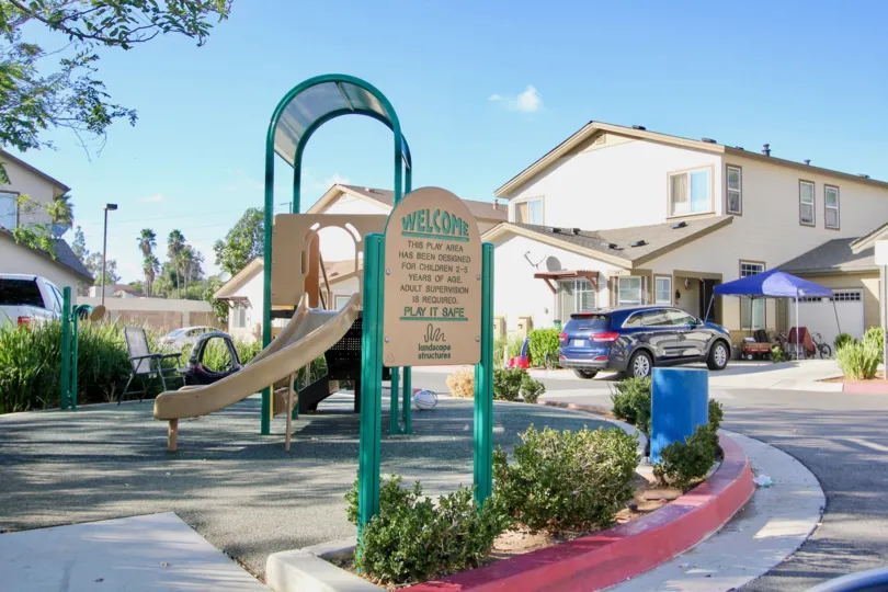 Small playground with a slide in a California community