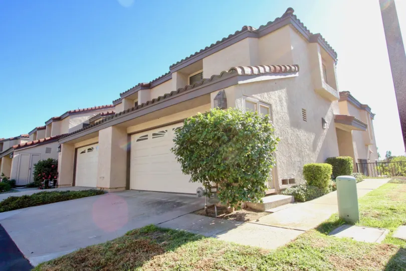 Two story housing with attached garage at Escondido Country Club Terrace in Escondido California
