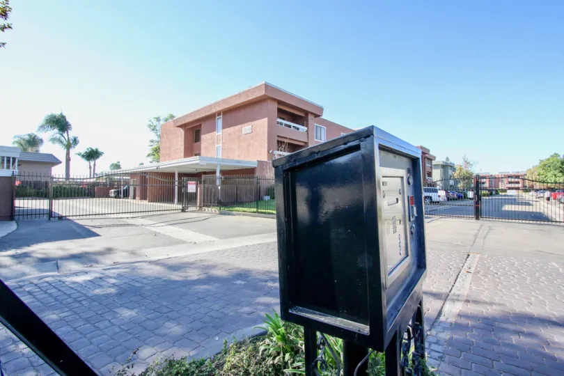 : Escondido Village,Escondido, California, black rectangle box, trees