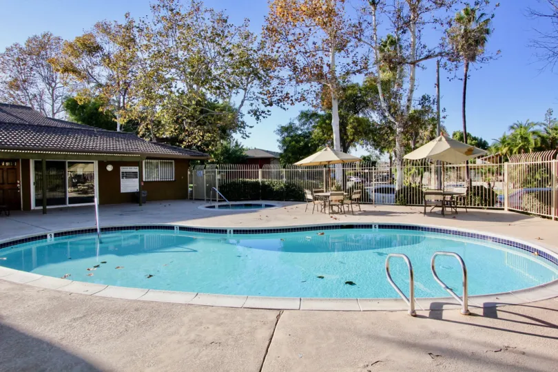 Swimming pool and club house at Grand Tree Park in Escondido California