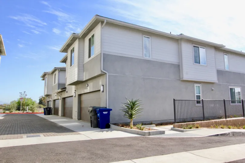 Corner of two-story condos in Level Fifteen, Escondido, California.