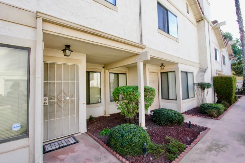 The entryway of a two-storey townhouse in the Martin Court Gardens community.