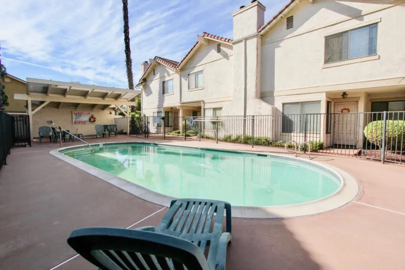 Martin Court Gardens , Escondido  ,: California, swimming pool,fence