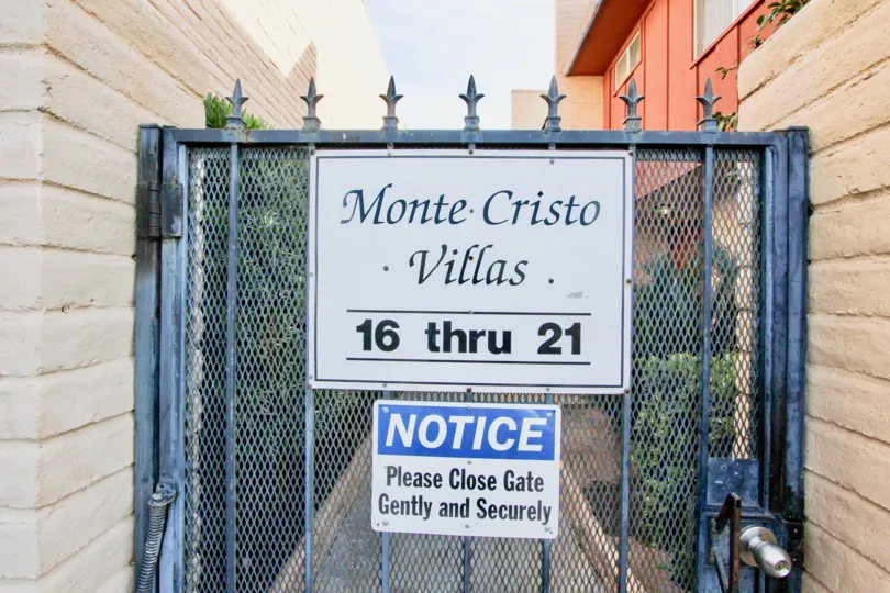 Monte Cristo Villas , Escondido , California, name board, number