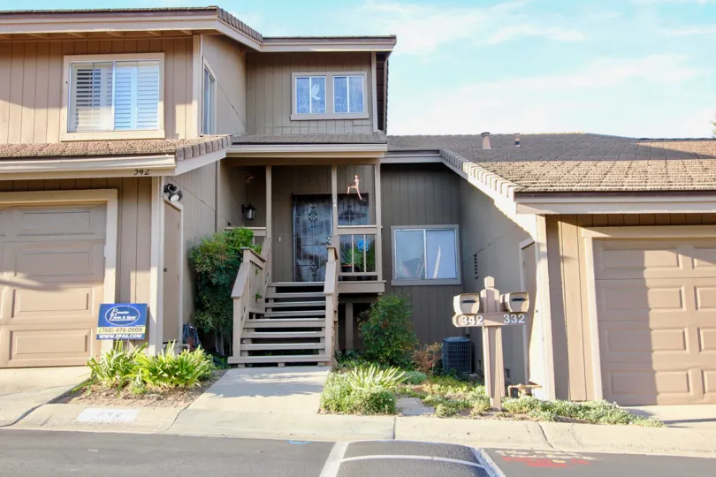 Driveway in front of housing unit at Morningside Woods in Escondido California