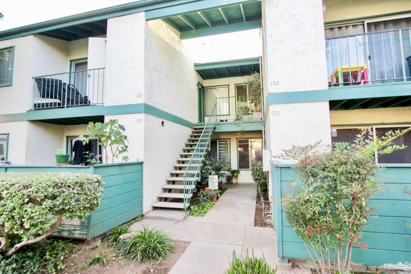 Residential units with stairways at Pepperwood Meadows in Escondido California