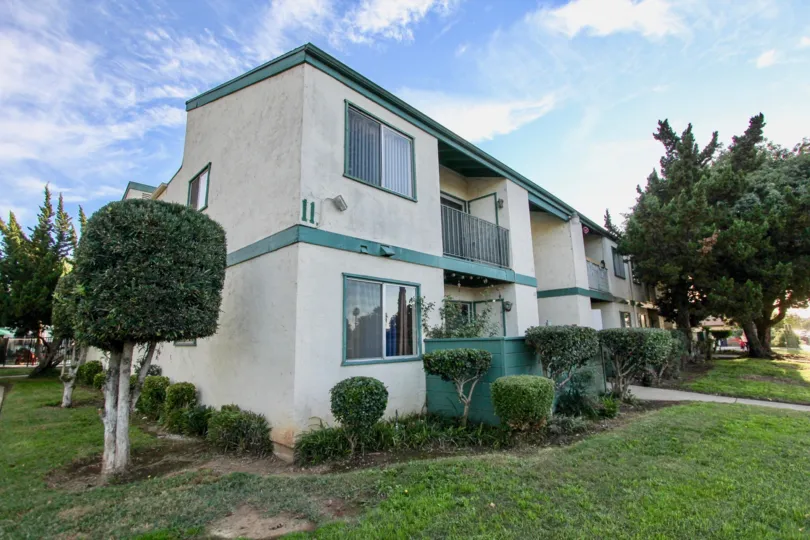 Blue skies over the Pepperwood Meadows apartments in Escondido, Californi