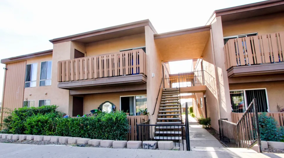 Units, stairs ond balcony of Rock Springs West in Escondido California
