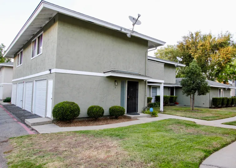 Two story housing unit with attached two car garage at Shadow Mountain in Escondido California