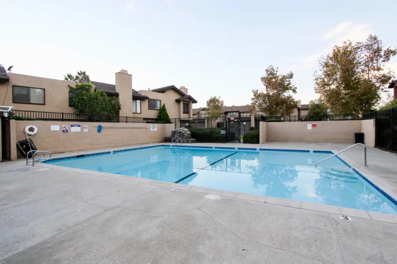 A large pool has a black line running down the middle at Skylark Terrace
