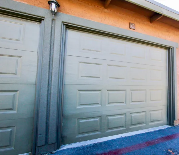 Garages attached to a residence at Somterset Woods in Escondido California
