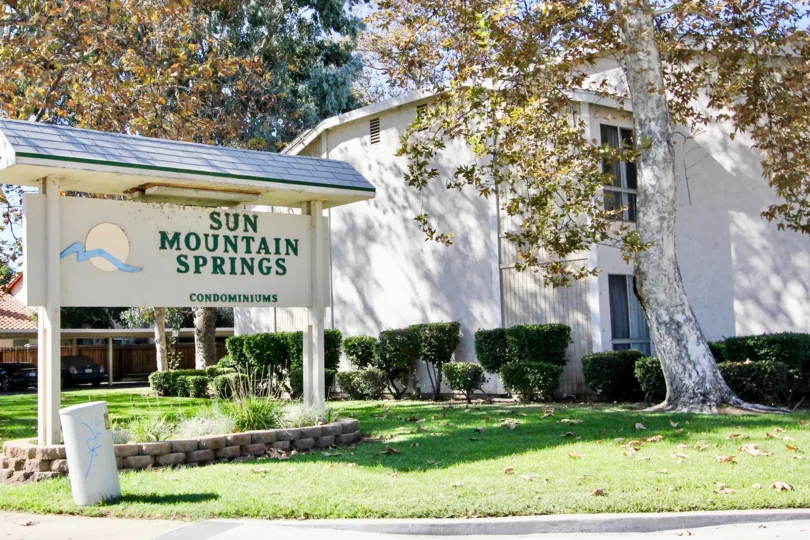 Sun Mountain Springs in Escondido California is surrounded by lush greenery and tall deciduous trees