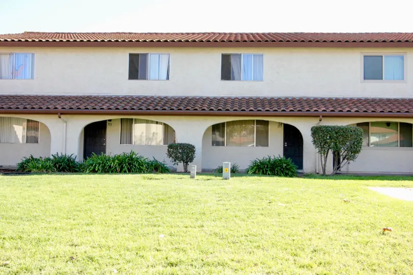 2 story Spanish mission style building in the Villa Espanas Community of Escondido, California