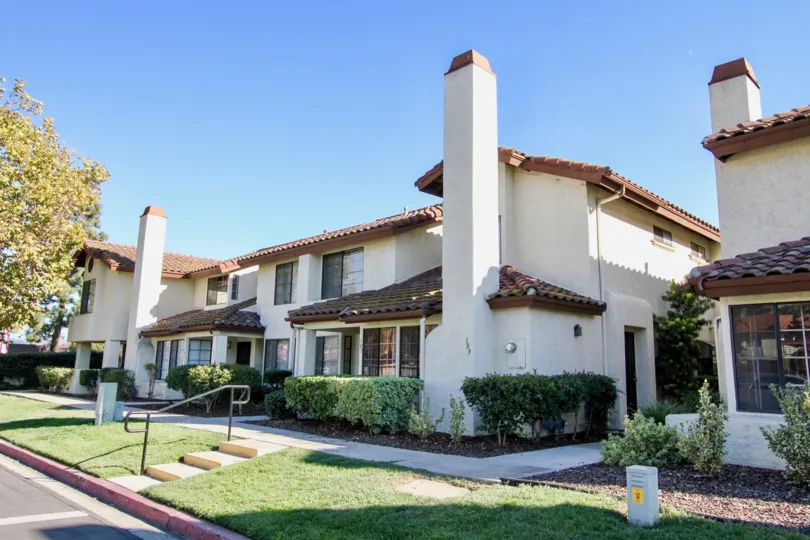 The sun shining on a house located in the Villa Espanas neighborhood of Escondido, CA.