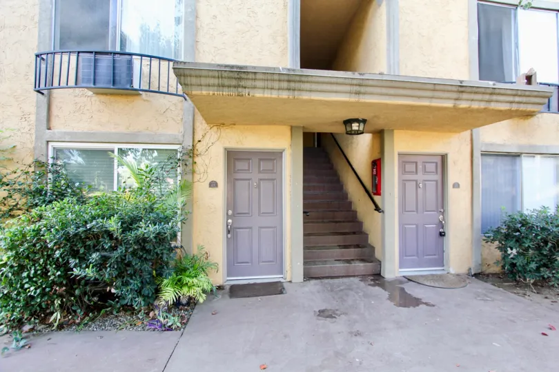 a two door view of the Villa La Paz apartments in Escondido CA