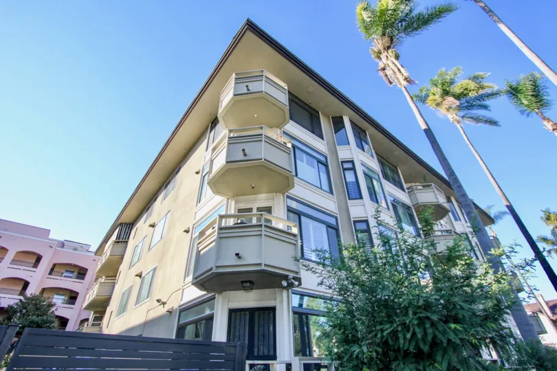 A sunny day in the Balboa Park Terrace with a big appartment and trees.