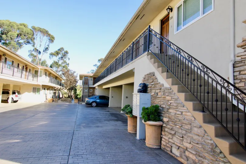 Hillcrest 19 stairway and carport Hillcrest California