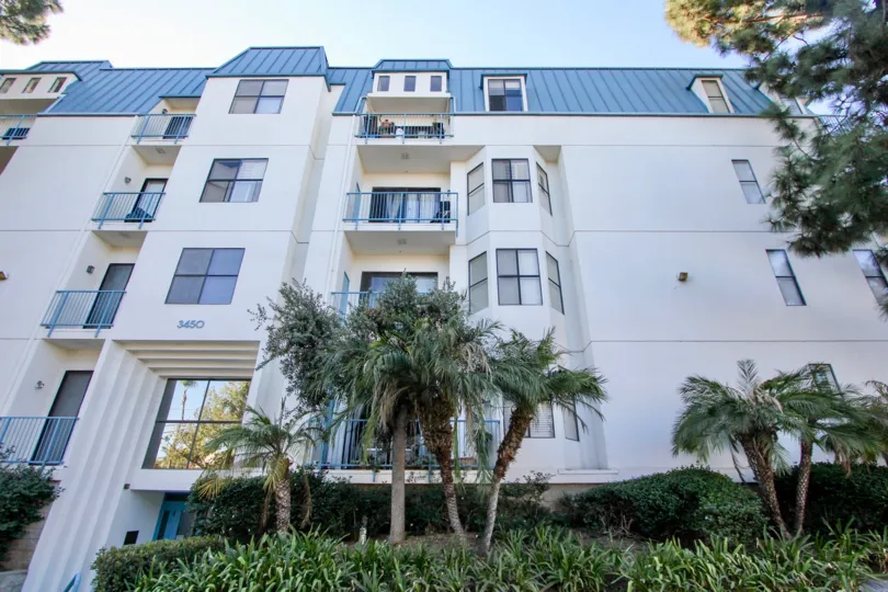 THE 3450 APARTMENT IN THE LE PARC CHATEAU WITH THE PLANTS, TREES, BALCONIS