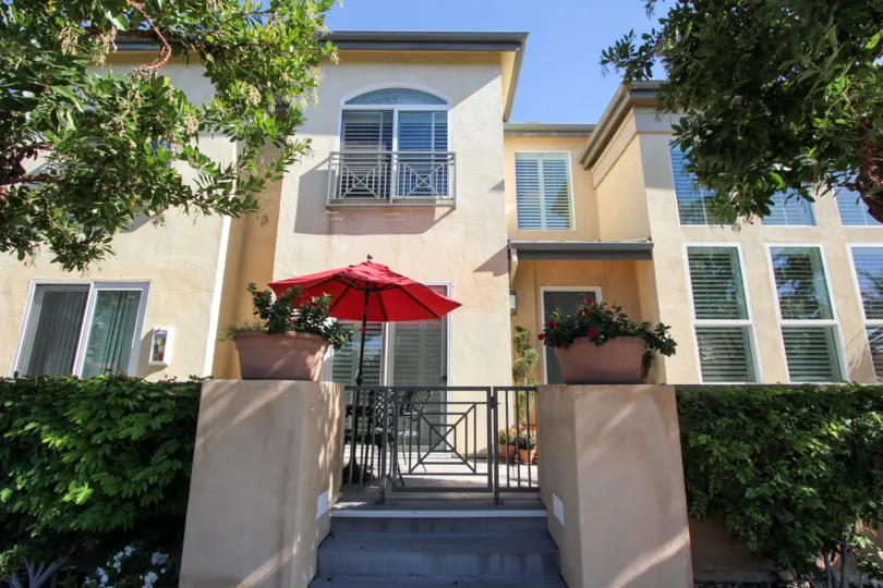 Front gate with stairs of Wellington Square community, Hillcrest, CA